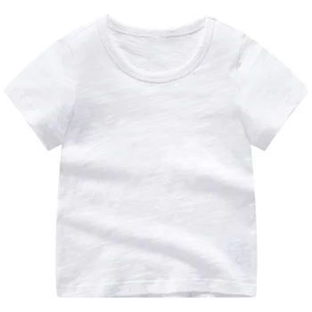 2019 m. Vasarą Vaikams Drabužių vientisos Spalvos Medvilnės Berniukų marškinėliai trumpomis Rankovėmis Mergaitėms Viršūnes Atsitiktinis Vaikų Drabužių BC545