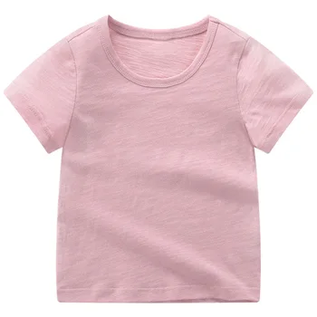 2019 m. Vasarą Vaikams Drabužių vientisos Spalvos Medvilnės Berniukų marškinėliai trumpomis Rankovėmis Mergaitėms Viršūnes Atsitiktinis Vaikų Drabužių BC545