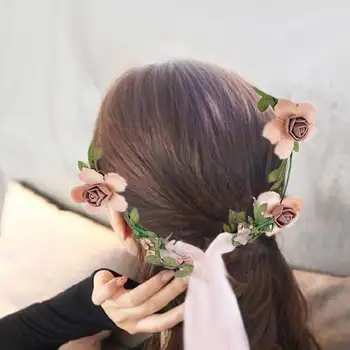 2019 Mados Rožančiai Hairbands Nėriniai Moterų Boho Gėlių Gėlių Hairband Lankelis Karūna Šalies Nuotaka Vestuvių Paplūdimys Dekoro