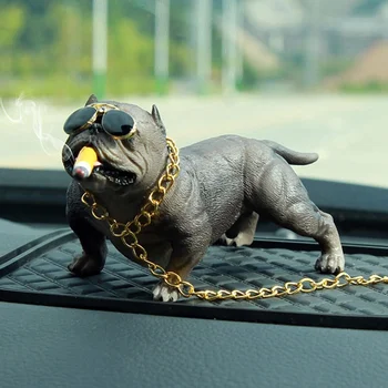 2019 Modeliavimas Šuo Pitbull Automobilių Ornamentu Animacinių Filmų Auto Dekoras Buldogas Automobilio Prietaisų Skydelio Apdaila