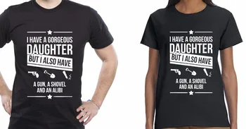 2019 Naujas Mados Fisher T Shirts Turiu Nuostabia Dukra Ginklą Kastuvas Alibi Juokinga Dovana T-Shirt Mama, Tėtis Tee marškinėliai