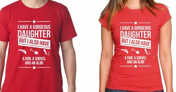2019 Naujas Mados Fisher T Shirts Turiu Nuostabia Dukra Ginklą Kastuvas Alibi Juokinga Dovana T-Shirt Mama, Tėtis Tee marškinėliai