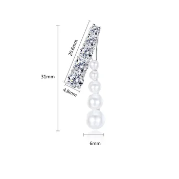 2019 Naujo Dizaino Dvigubo Pusėje AAA Kubinis Cirkonis Geometrinis Perlai Grandinės Auskarai Moterims Chic White CZ Perlai Lašas Auskarai Dovana