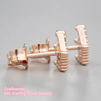 2019 naują Pavasario Original 925 Sterling Silver Pink Žavi Vainikėliai Stud Auskarai, Rožių ir Rožinė Moterų Fine Jewelry