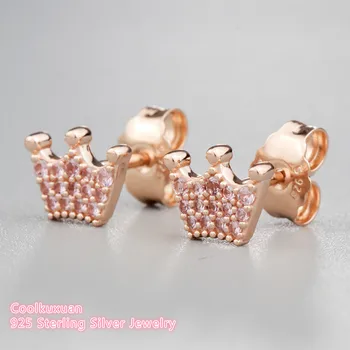 2019 naują Pavasario Original 925 Sterling Silver Pink Žavi Vainikėliai Stud Auskarai, Rožių ir Rožinė Moterų Fine Jewelry