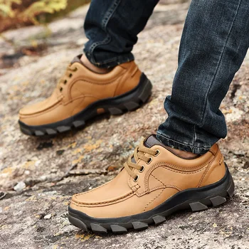 2019 pavasarį ir rudenį prekės vyriški batai aukštos kokybės odos, patogūs lauko nėrinių vaikščiojimo batai vaikščiojimo batai dideli, dydis 45