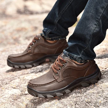 2019 pavasarį ir rudenį prekės vyriški batai aukštos kokybės odos, patogūs lauko nėrinių vaikščiojimo batai vaikščiojimo batai dideli, dydis 45