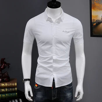 2020 m. aukštos kokybės mens marškinėliai medvilnė, slim fit suknelė marškinėliai vasaros trumpas rankovės mados korėjos stiliaus dydis M L XL XXL XXXL