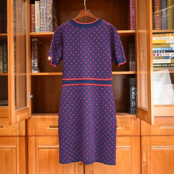 2020 m. Rudenį Aukštos kokybės moterų megzti suknelę Mados O-kaklo elegantiška suknelė C107