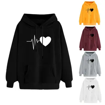 2020 m. rudenį naujų moterų hoodies su geometrinių spausdinti ilgomis rankovėmis Megztinis hoodie palaidinė su kišenėmis Vilnos, siuvinėjimo