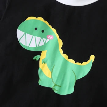 2020 m. Rudenį, Pavasarį Naujagimiui Berniukų Drabužiai Nustatyti Vaikų Dryžuotas ilgomis Rankovėmis Animacinių filmų Dinozauras, Print T-shirt + Ilgas Kelnes 1-6T