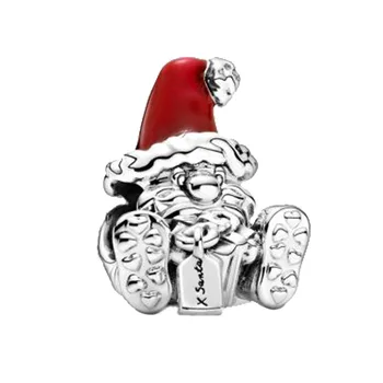 2020 m. Žiemos Nauja 925 Sterlingas Sidabro Karoliukai Kalėdų Santa Žavesio tinka Originalus Pandora Apyrankė Kalėdų Papuošalai