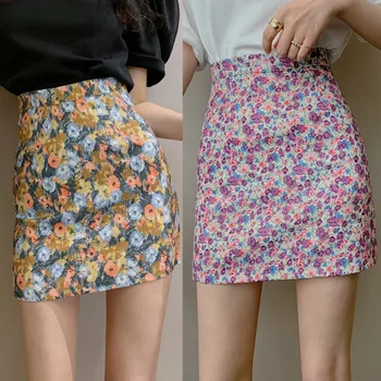 2020 metų Vasaros printting sijonai Moterims aukšto liemens Sijonai moterims aukšto liemens sijonai derliaus moterų Mini Trumpas Sijonas