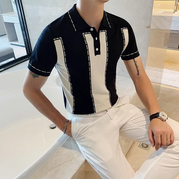 2020 metų Vasaros Trumpas rankovėmis Polo Marškinėliai, vyriški Atvartas Mados Atsitiktinis Slim Kvėpuojantis Verslo Vyrų Aukštos kokybės Polo Marškinėliai, Dydis 3XL
