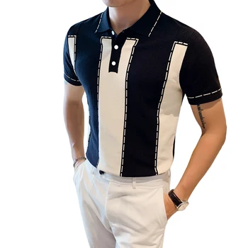 2020 metų Vasaros Trumpas rankovėmis Polo Marškinėliai, vyriški Atvartas Mados Atsitiktinis Slim Kvėpuojantis Verslo Vyrų Aukštos kokybės Polo Marškinėliai, Dydis 3XL