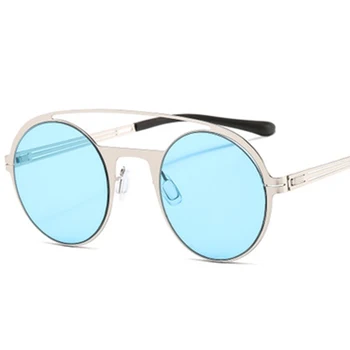 2020 Naujas Prabangus Punk apvalūs akiniai nuo saulės moterims, vyrams, Metalo Nosies Tiltas Saulės akiniai klasikinis rėmas uv400 akiniai oculos feminino de sol