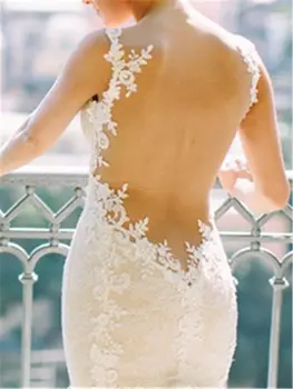 2020 Naujas Spageti Dirželis Appliques Undinė Vestuvių Suknelė Vestido De Novias Elegantiškas Vestuvių Suknelė chalatas de mariage Užsakymą