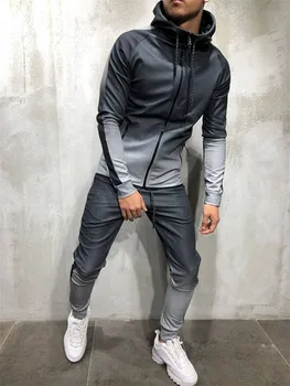 2020 naujas sportinis kostiumas Vyrams Pavasarį ir Rudenį Užtrauktukas sportas marškinėliai serijos 3D skaitmeninio gradientas vyriški bėgimo kostiumas, dviejų dalių komplektas