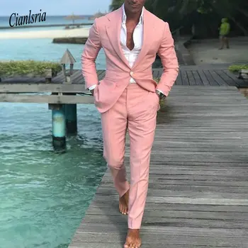 2020 paplūdimio vyrų kostiumas atsitiktinis rožinė jaunikis dėvėti vasarą tinka vestuvių prom slim fit geriausi vyrai, 2 vnt vyrų kostiumas homme terno