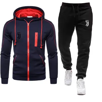 2020 vyrų rudens/žiemos kostiumo užtrauktuką hoodie + kelnės dviejų dalių laisvalaikio sportinės vyriškos sportinės aprangos prekės ženklo drabužių sportinis kostiumas la