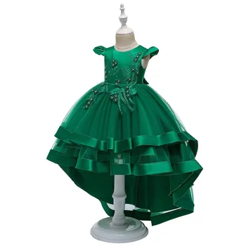 2021 Nauja Vaikų Suknelės Princesė Suknelė Mergaitėms Uodegų Podiumo Vestuvių vakarinę Suknelę Siuvinėjimo Suknelė Vasaros Gėlių Mergaitė Šalis