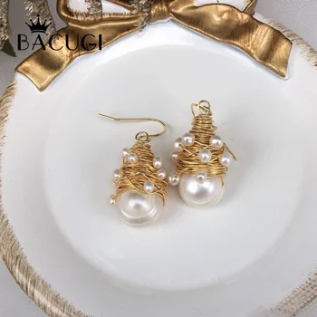 2021 Naujas Rankų Darbo Baroko Ovalo Formos Natūralių Gėlavandenių Perlų Auskarai Specialių Moterims Fine Jewelry