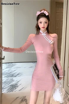 2021 seksualus kinijos suknelės kinijos qipao rytietiško stiliaus suknelės satino kinų stiliaus modernus cheongsam rytų šilko suknelė