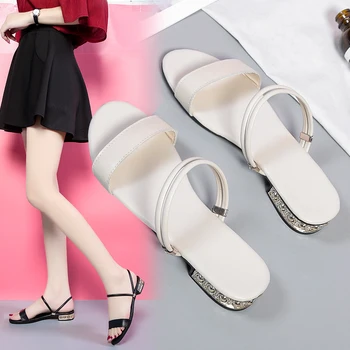 2021 vasaros naują stilių storas kulnas apvalios galvos plonas dirželis dvi-dėvėti sandalai moteriška laukinių pasakų stiliaus sandalai ir šlepetės X716
