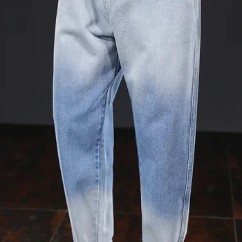 2021 Žiemos Vyrų Slim Haremas Džinsai Korėja Laisvi Džinsai Tiesios Kelnės Vyrų Elastinga Juosmens Ruožas Pieštuku Senas Pants Plus Size 5XL