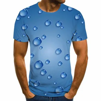 2021cross-sienos sprogimo kūrybos lietaus lašas skysčio spausdinimo 3DT marškinėliai vyrų mados madinga trumpas rankovėmis apvalios kaklo marškinėliai