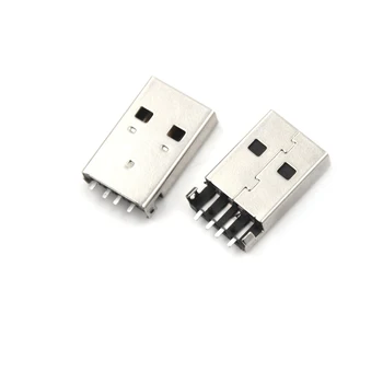 20pcs/daug Black USB 2.0 4Pin A Type Male Plug SMT Jungtis G49 Duomenų Perdavimo mokesčių