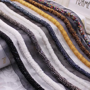 20yards/lot 8 spalvų plaukiojančios puošnios netikras perlais nėrinių apdaila granulių nėrinių juostelės iškirpte kostiumas aplikacijos ant drabužių siuvimo