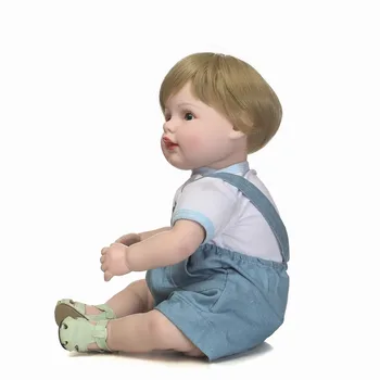 22Inch atgimsta Silikono kūdikis reborn lėles tikroviška šviesūs plaukai, balta oda berniukas lėlės bonecas dovana prieš miegą, žaislai vaikams