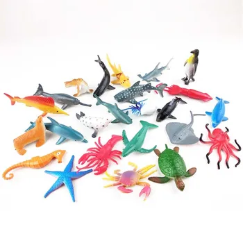 24 įvairių atsitiktinių 4pcs mini modeliavimo smulkių jūros gyvūnų povandeninio pasaulio delfinų, ryklių modelio vaikų švietimo žaislai