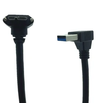 25cm USB 3.0 Micro B male Žemyn kampu į USB A male Žemyn kampu kabelis