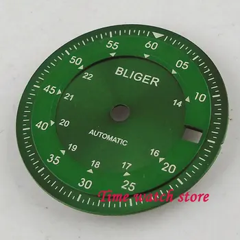 28,5 mm BLIGER žalia dial data langą dvejopo laiko zoną Žiūrėti Dial tinka DG2813 MIYOTA 8215 Judėjimo D300