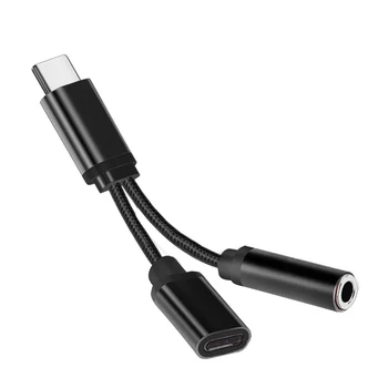2in1 USB Tipas-C-3.5 mm Lizdas AUX Audio Splitter Konverteris Adapteris +Įkrovimo Kabelį,Mažas ir lengvas ir lengvai atlikti.