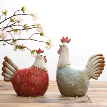 2vnt/komplektas Gražiausių Europos Gaidys Su Gėlių Ornamentu Namų Keramikos Gyvūnų Amatų Apdaila
