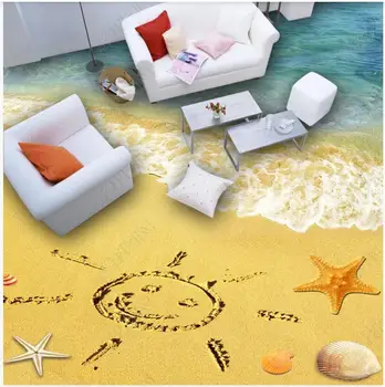 3 d pvc grindų užsakymą lipnios vinilo sienos popieriaus, lipduko Wave beach veiduką namų dekoro foto tapetai kambarį
