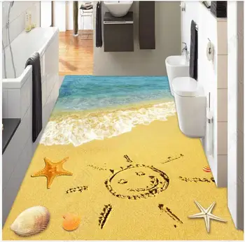 3 d pvc grindų užsakymą lipnios vinilo sienos popieriaus, lipduko Wave beach veiduką namų dekoro foto tapetai kambarį