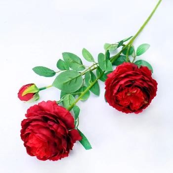 3 Galvutės, Šilko Bijūnas Gėlių Vestuvių Puokštė Rožių Jurginų Dirbtinės Gėlės Rudenį Vestuvių Gėlių, Vestuvių Puokštės Namų Dekoro