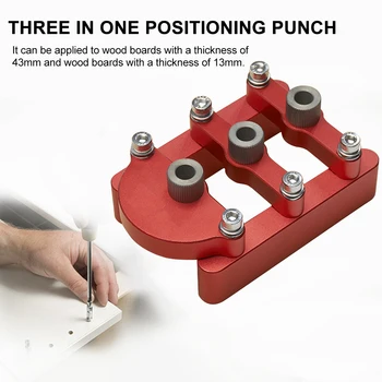 3 In 1 Gręžimo Nešiojamų Vadovas Savęs Centravimas 8mm medžio Apdirbimo Įrankiai Aliuminio Lydinio Doweling Jig Hole Punch Locator Prisijungimas