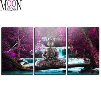 3 vnt diamond siuvinėjimo piktogramos Krioklys Buda violetinė medžio Diamond tapybos 5D 