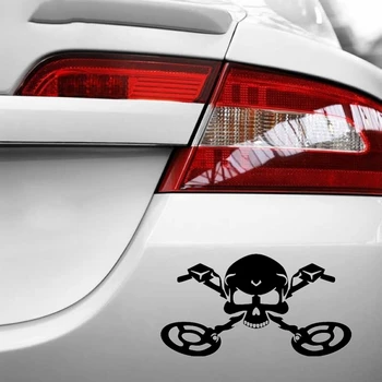 30724# Kaukolė su metalo detektoriai automobilių lipdukas atspindintis automobilio lipdukas vandeniui lipdukai ant galinio buferio lango jokio fono