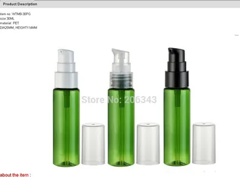 30ml žalia plastiko butelis arba losjonas butelį ar tualetinio vandens botter su birdmouth formos siurblys