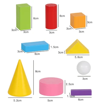 32Pcs/Set Medinės 3D Geometrijos Kieti Blokai Vaikams Mokymo priemonių Mokymosi Matematikos Vaikams mokomieji Žaislai Vaikams Dovanų