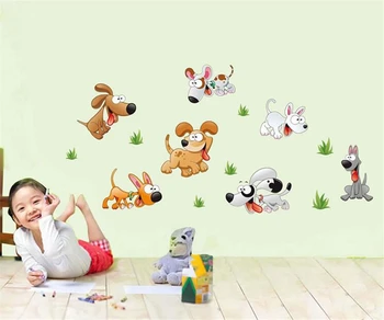 3D Animaciją mielas, ryškus šuo siena lipdukas gyvenimo kambario, miegamasis ornamentu art freskos, vaikų kambarys 