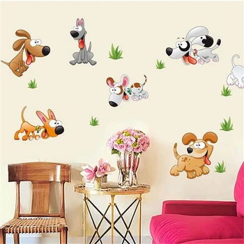 3D Animaciją mielas, ryškus šuo siena lipdukas gyvenimo kambario, miegamasis ornamentu art freskos, vaikų kambarys 
