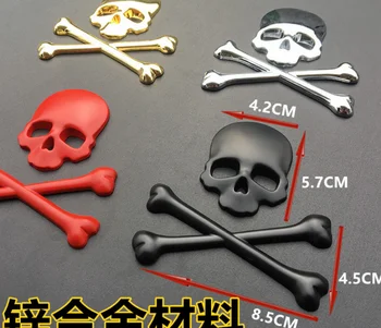 3D Aukso Metalo Kaukolės Skeletas Kryžiaus Automobilių šildomos Galinės Emblemų Ženklelis, lipdukas, Decal