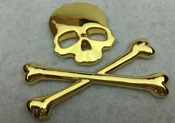 3D Aukso Metalo Kaukolės Skeletas Kryžiaus Automobilių šildomos Galinės Emblemų Ženklelis, lipdukas, Decal